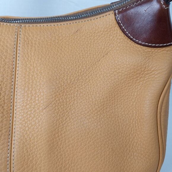 VTG Dooney & Bourke All Weather Mustard Yellow Leather Pebble Shoulder Bag Y2K - Picture 4 of 16